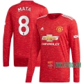 Las Nuevas Primera Camiseta Futbol Manchester United Manga Larga Juan Mata #8 2020-2021